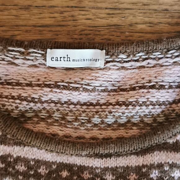 FAIR Isle Wool Blend Pink, Beige Sweater Medium - Picture 3 of 5